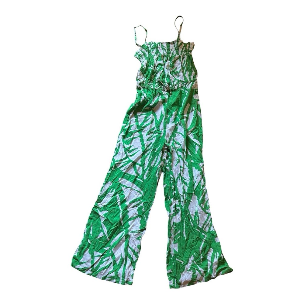 Lilly Pulitzer for Target Girls M Green Palm Print Wide Leg Jumpsuit NWT - Picture 2 of 8